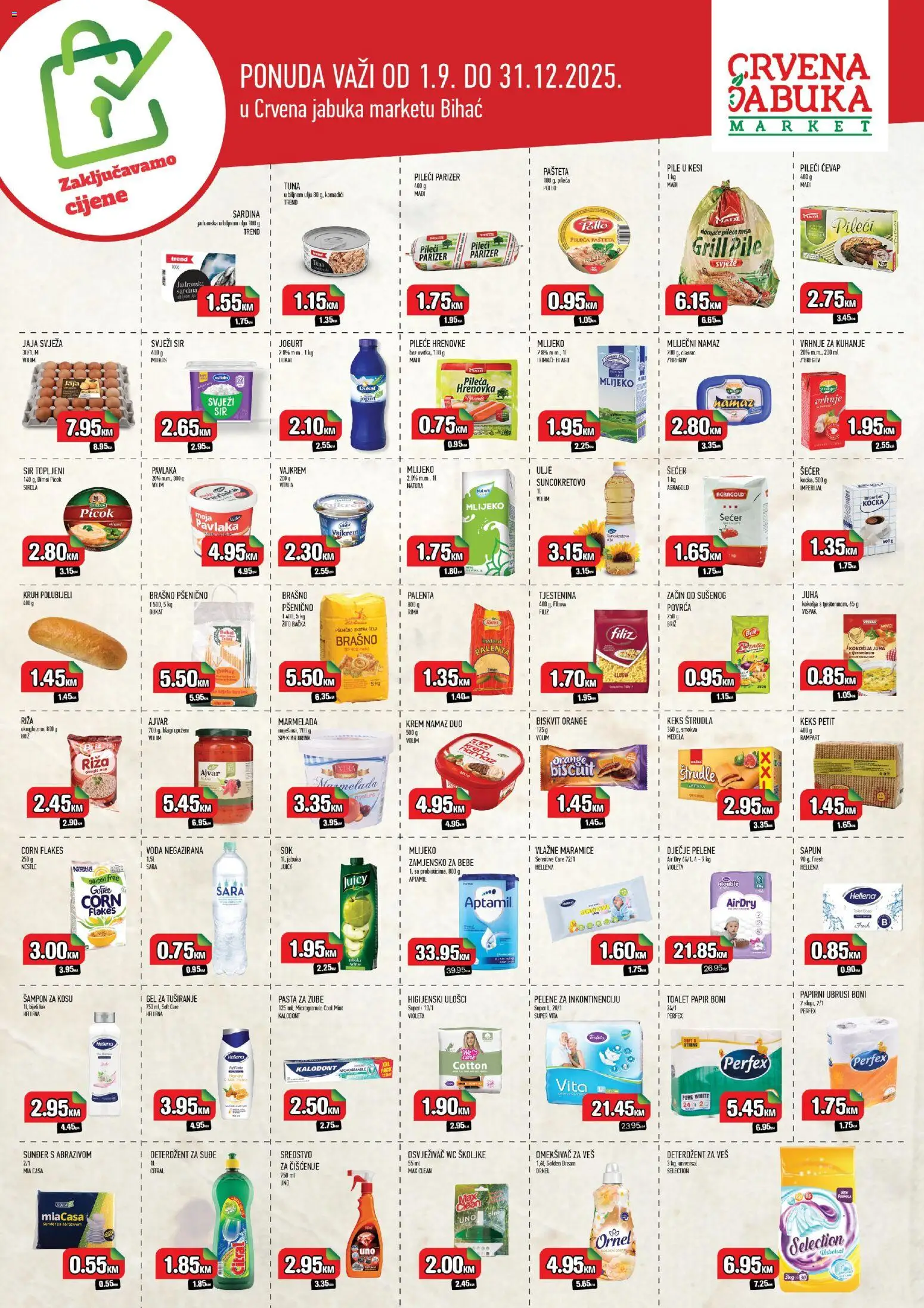Pregled letka Zaključavamo cijene trgovine Crvena jabuka vrijedi od 2025.09.01