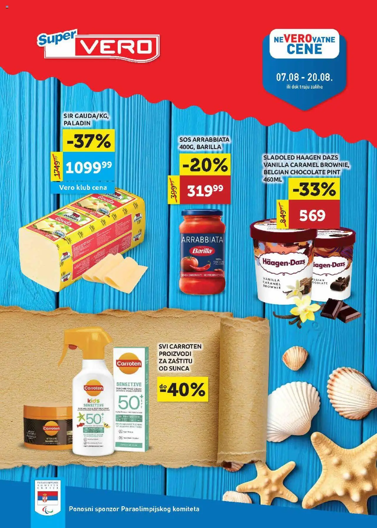 SuperVERO katalog važi od 07.08.2025 - stranica 1 - Sladoled, Brownie, Sos, Sir, Barilla, Gouda