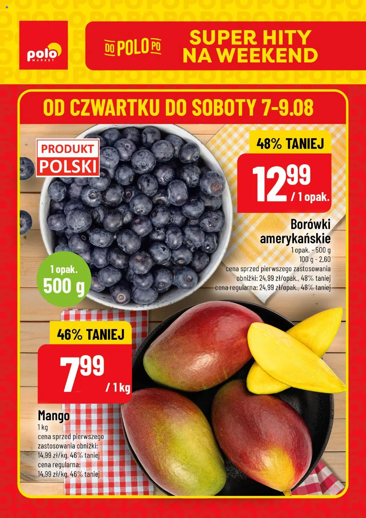 POLOmarket gazetka promocyjna (07.08.2025) - Nowa ulotka - Numer strony 1 - Mango, Borówki