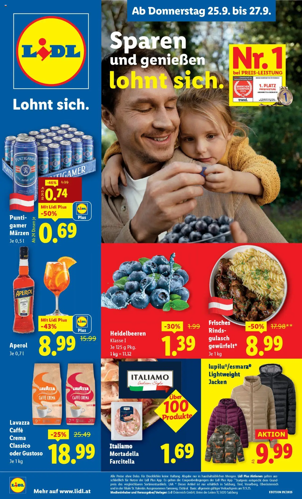  LIDL Flugblatt ab 25.09.2025 - Angebote "Altenmarkt im Pongau, St. Johann im Pongau, Zell am See" - Seite 1