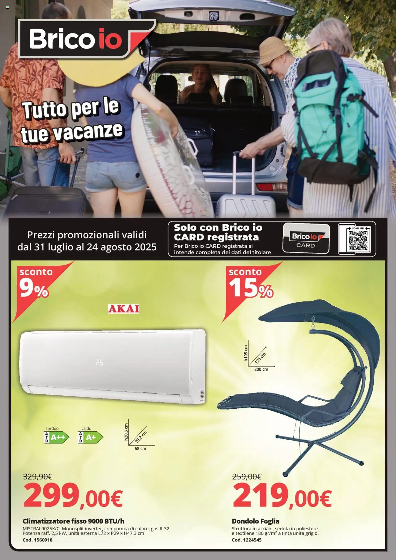 Volantino Brico io valido da 31/07/2025 numero di pagina 1 - Climatizzatore, Dondolo