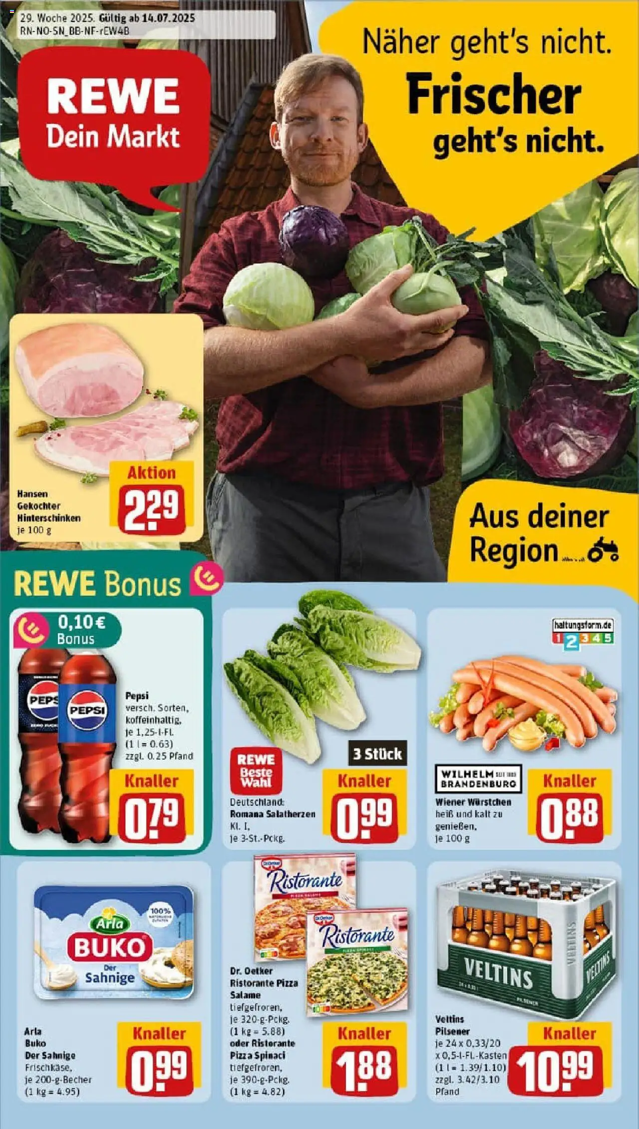 REWE Prospekt ab 13.07.2025 nächste Woche - Prospekt Salzgitter/Fredenberg - Pizza, Ristorante, Veltins, Pepsi, Arla buko, Wiener wurstchen