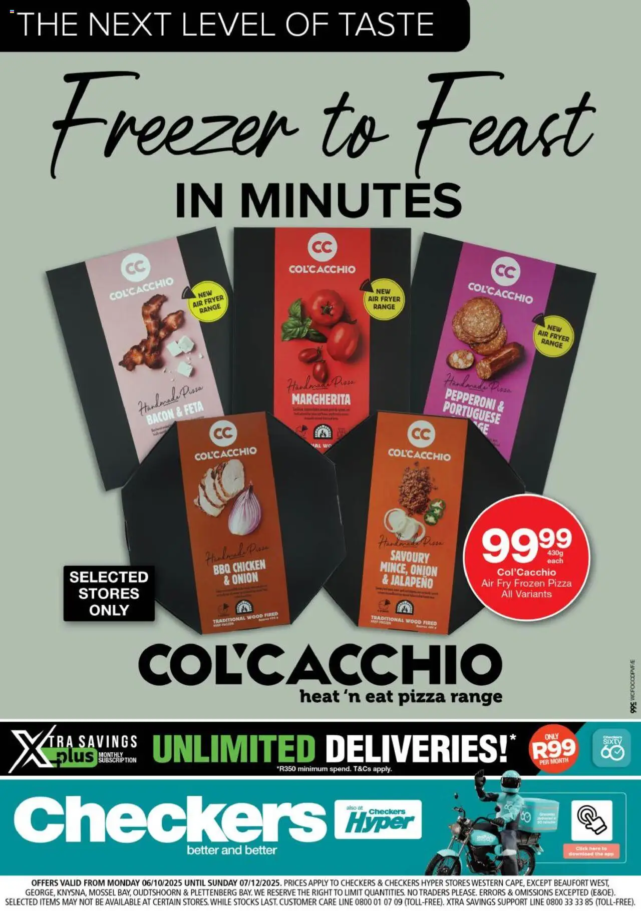 Checkers Western Cape - Col'Cacchio Promotion 06/10 - 07/12/2025 >> Catalogue