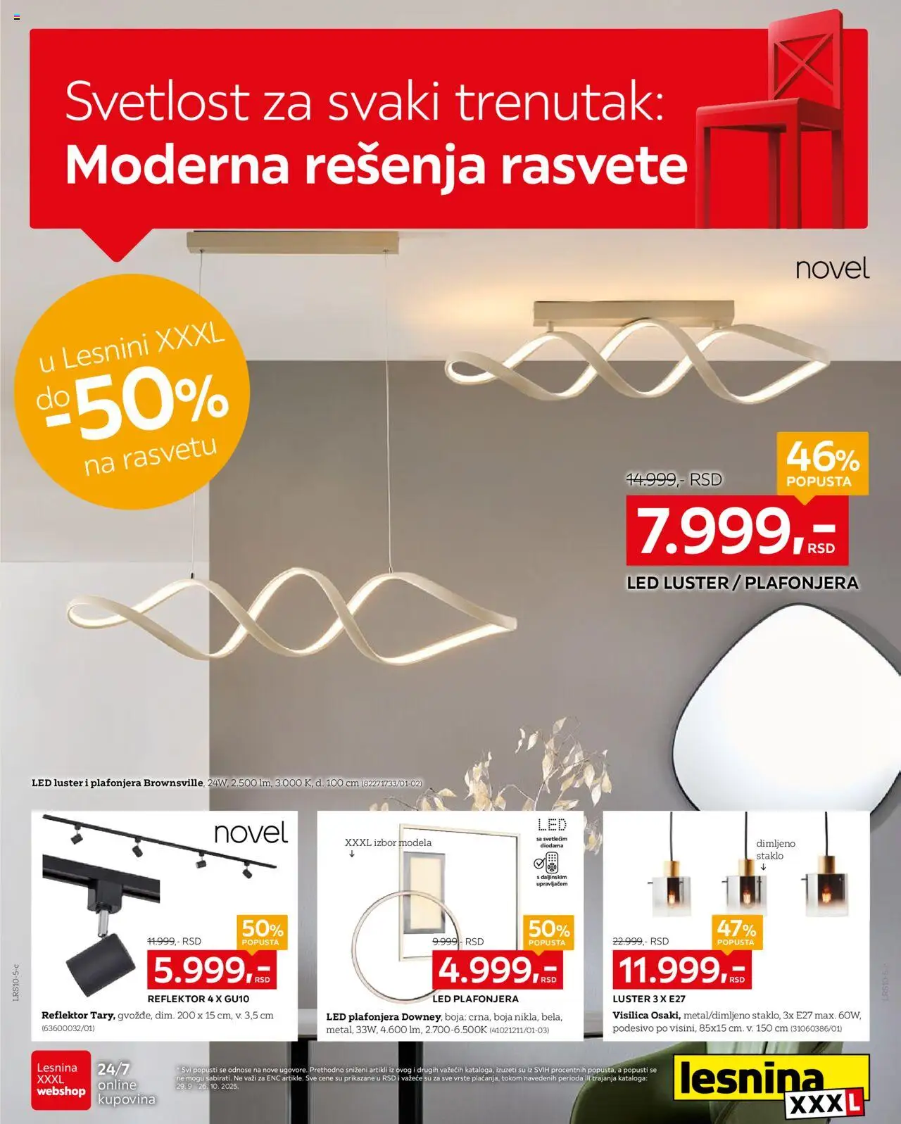 Lesnina XXXL katalog važi od 29.09.2025 - stranica 1 - Led, Luster, Staklo, Reflektor