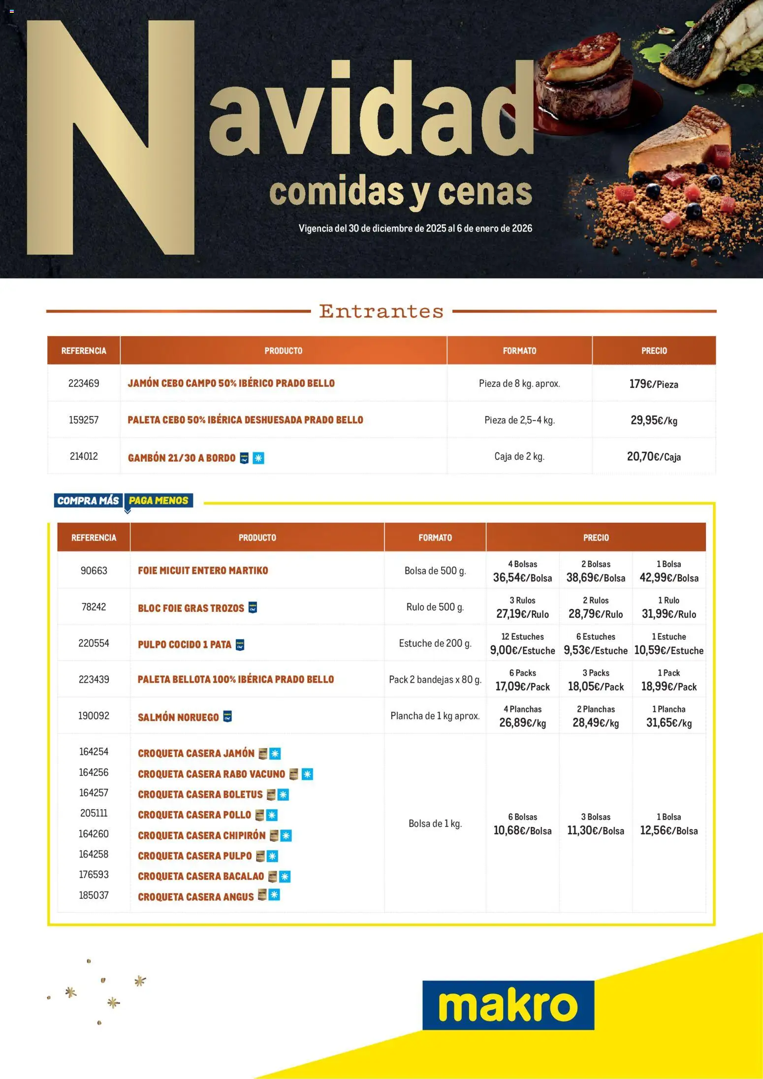 Vista previa del folleto de la tienda Makro válido desde el 30/12/2025 - Bolsa, Jamón, Plancha, Caja, Salmón, Pollo