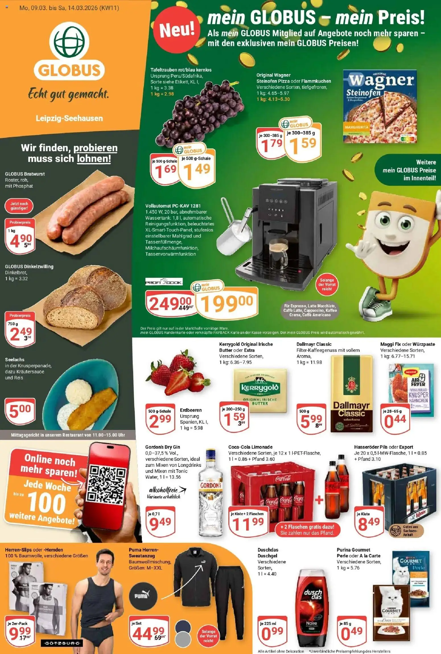 Vorschau von dem Prospekt des Geschäftes Globus, gültig ab dem 09.03.2026 - Uhr, Butter, Erdbeeren, Maggi, Gin, Dallmayr, Maggi fix, Hasseröder