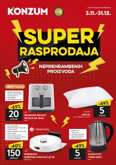 Konzum HR - Super rasprodaja neprehrambenih proizvoda megtekintése, amely érvényes 2025.11.03.-től