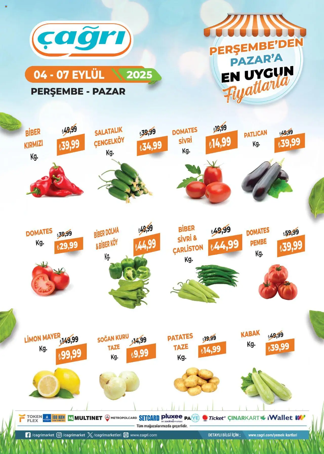 Çağrı Market Manav Katalog (04 Eylül 2025) - Indirim, Broşür - Sayfa numarası 1 - Patates, Limon, Domates, Kabak, Patlıcan, Soğan, Salatalık, Biber