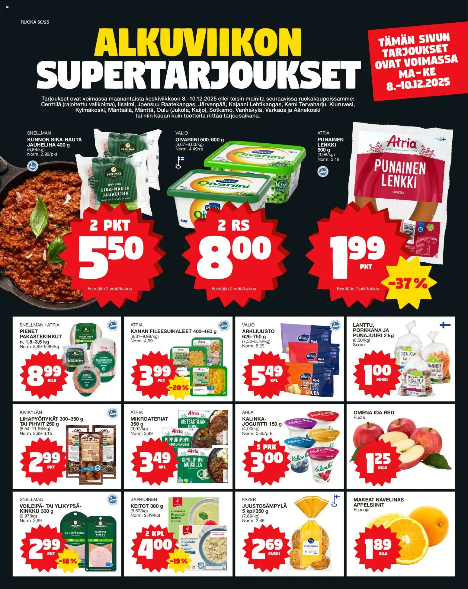 Kaupan Tokmanni Ruokatarjoukset esikatselu, voimassa 08/10/2025