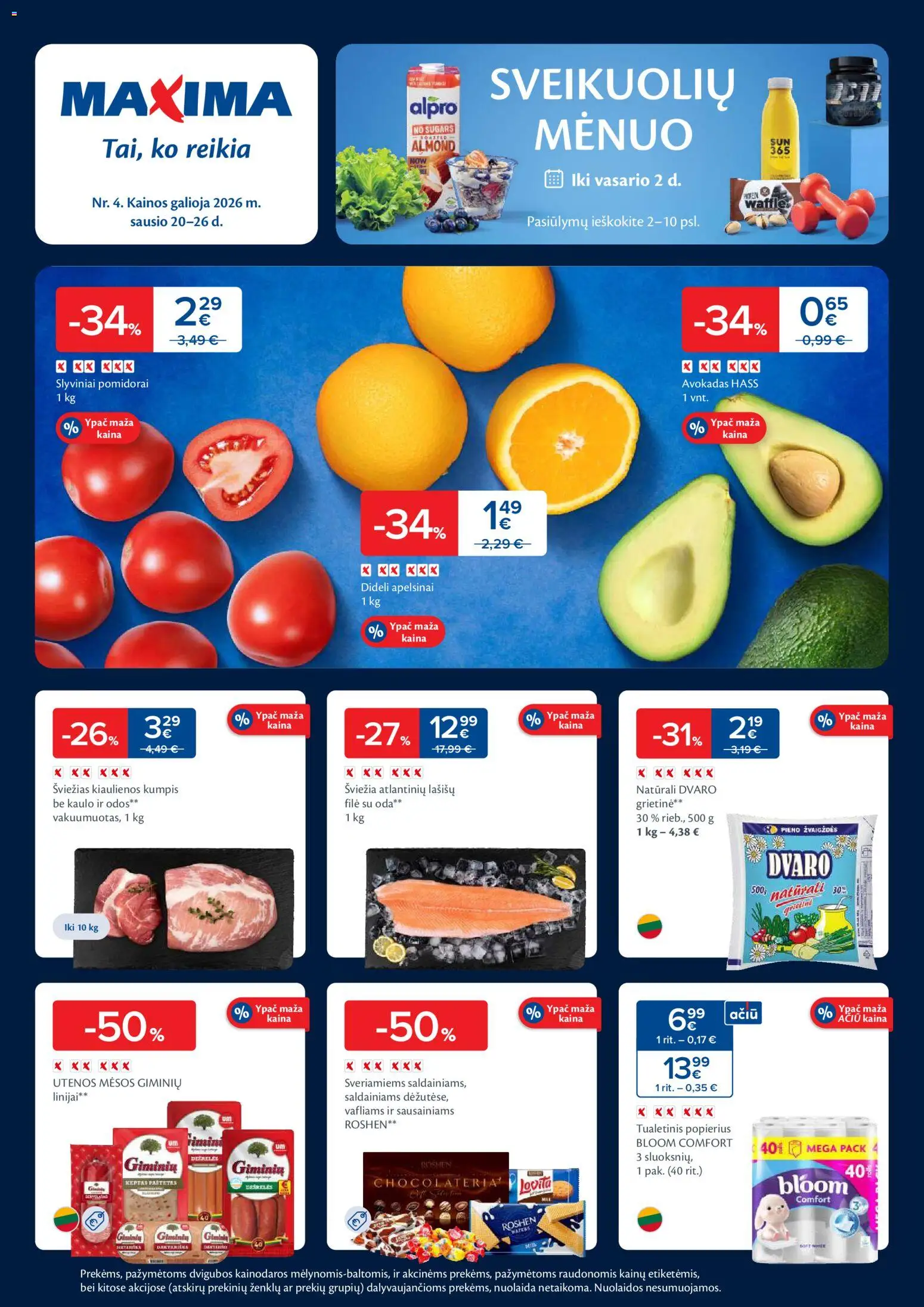 MAXIMA parduotuvės leidinio Leidinys galiojančio nuo 2026.01.20 peržiūra