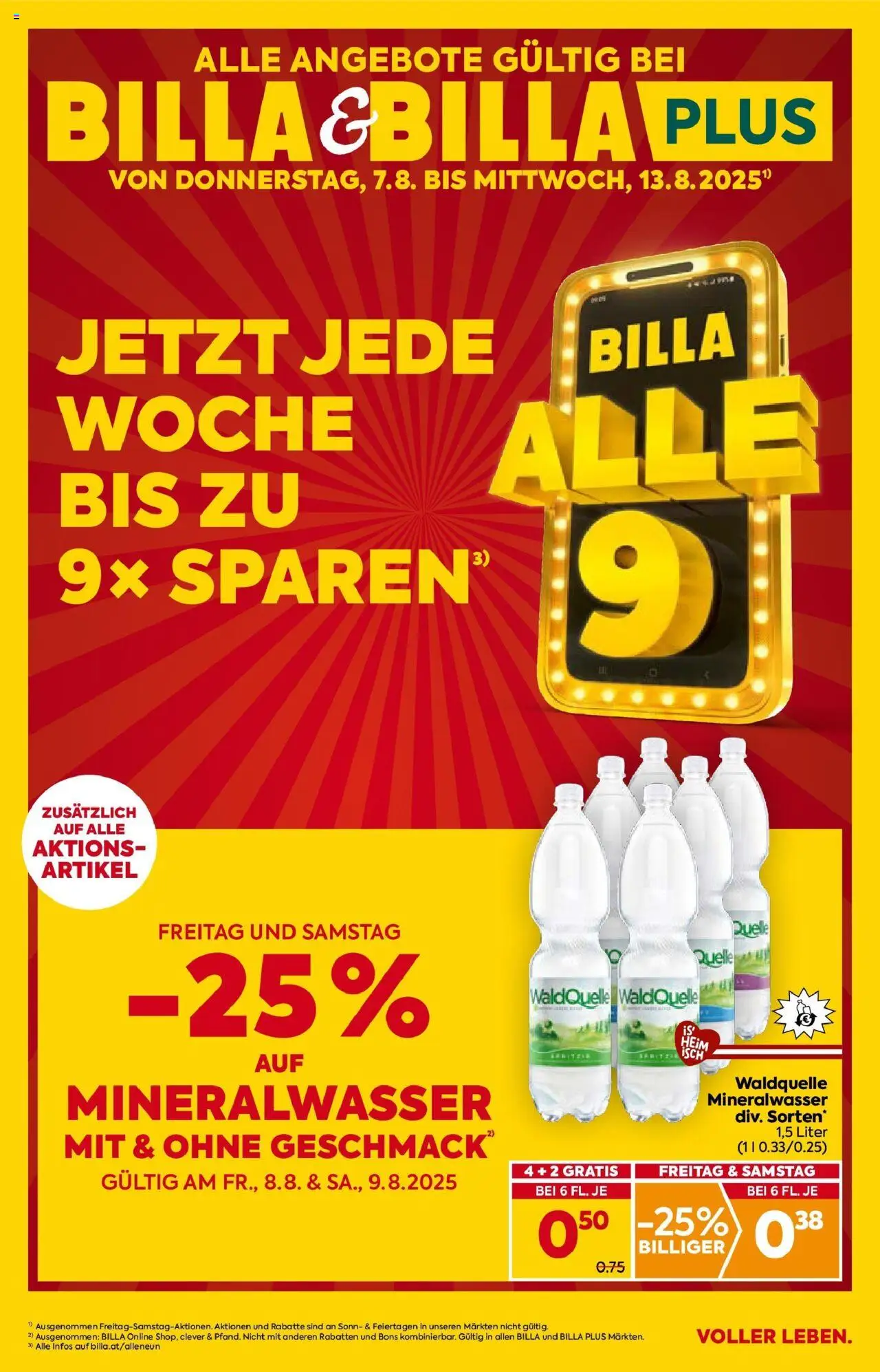  BILLA Flugblatt ab 07.08.2025 vorschau >> Wien - Seite 1 - Mineralwasser
