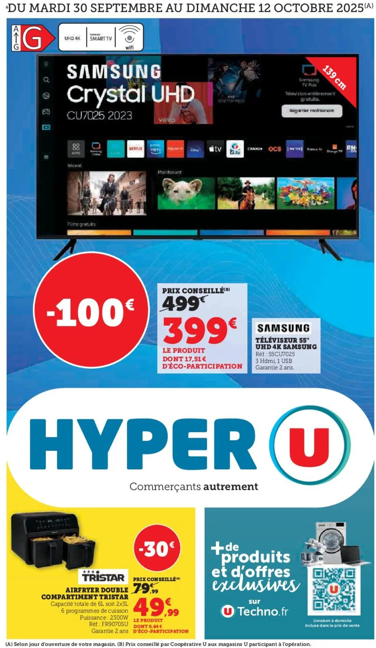 Catalogue Les prix bas de la semaine de la boutique Hyper U valable du 30/09/2025 - Page numéro 1 - Télévision, USB, Televiseur
