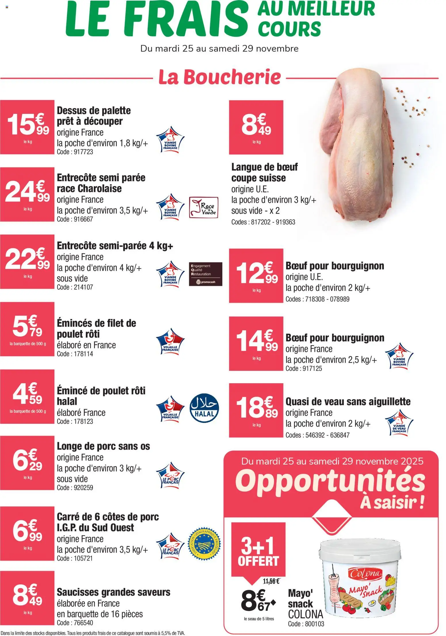 Prévisualisation de Frais au meilleur cours du magasin Promocash formulaire valide 25/11/2025