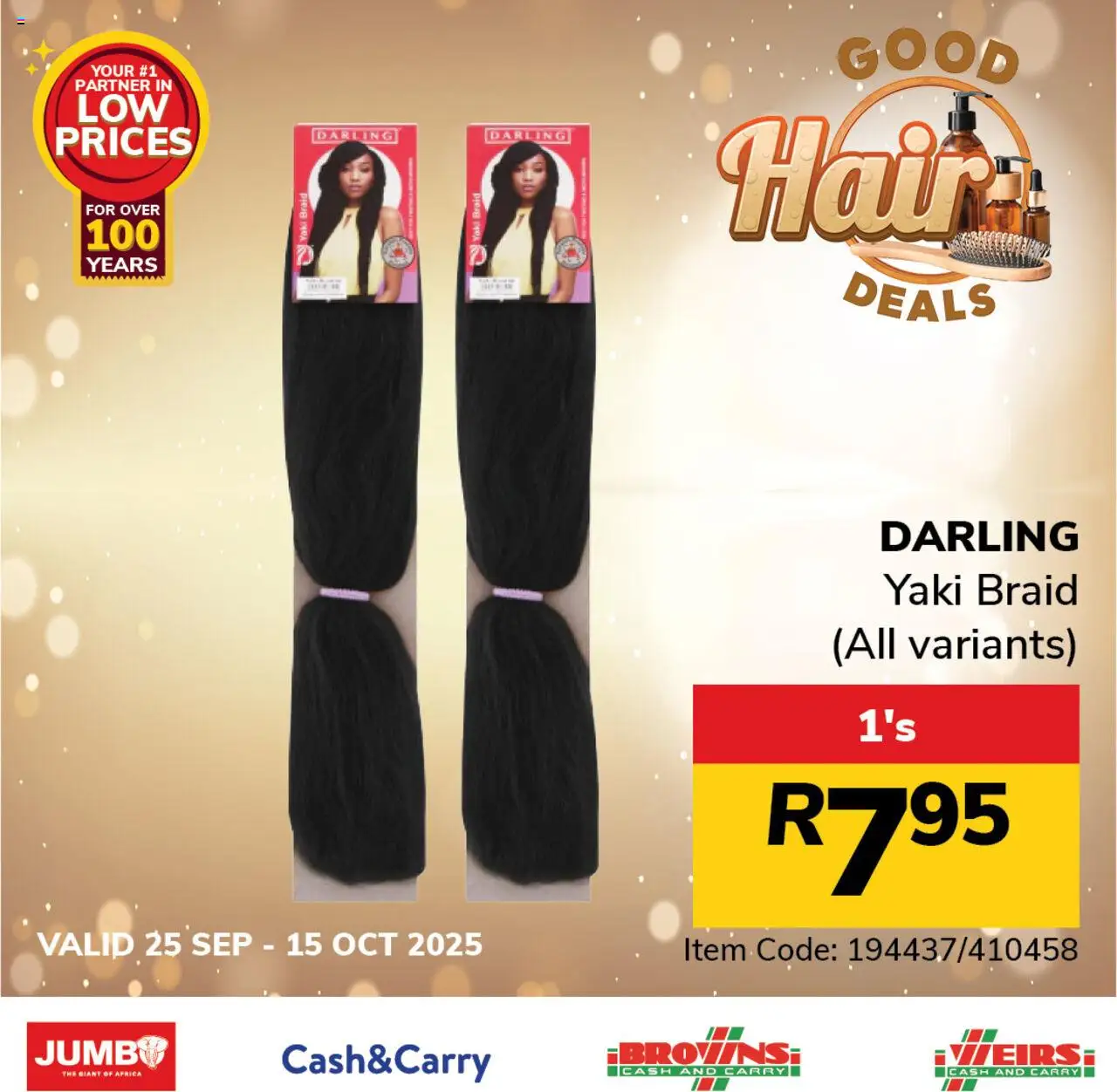 Jumbo Hair Specials from 25/09 - 15/10/2025 > Promotions