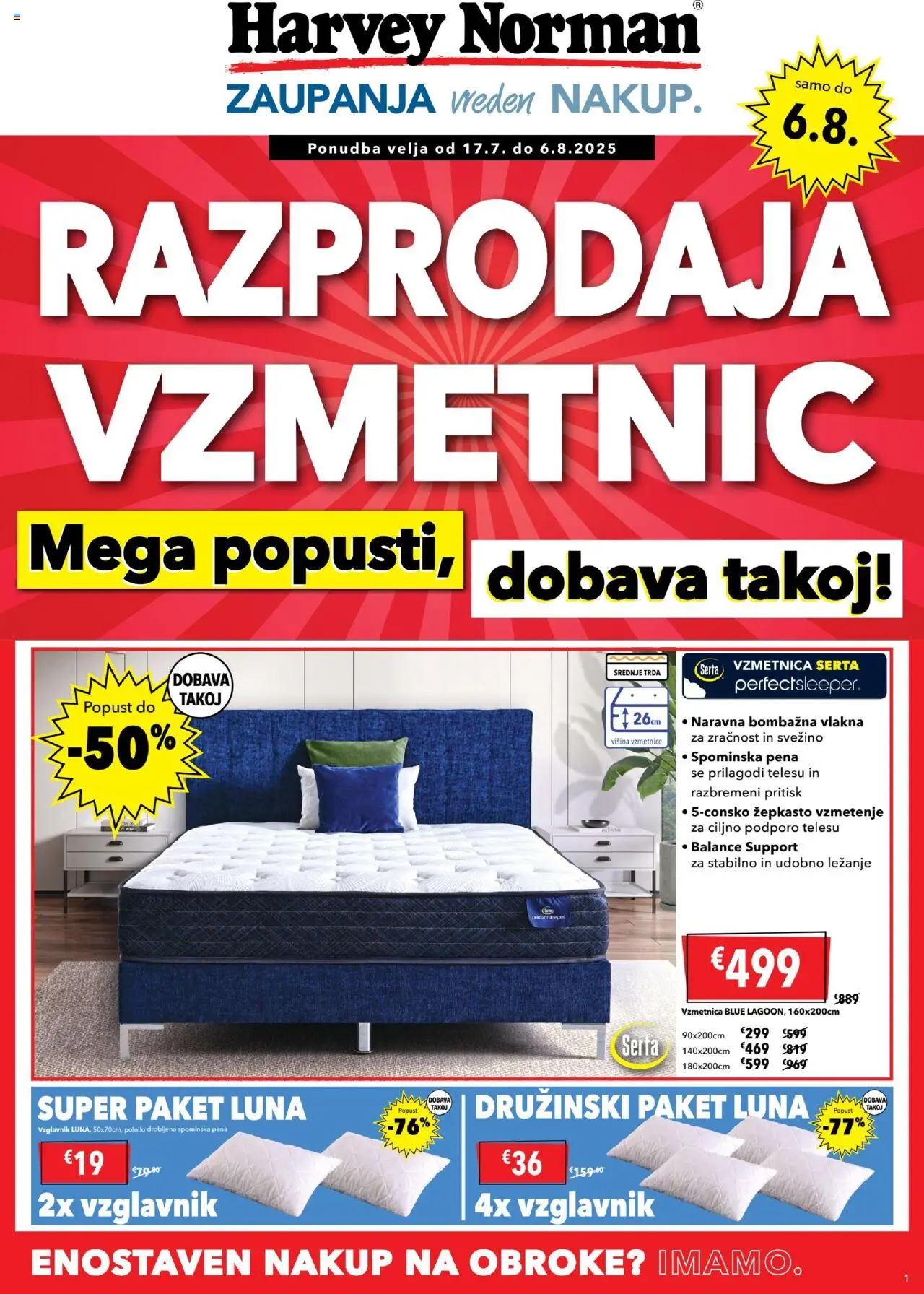 Harvey Norman Katalog vzmetnic od 17.07.2025 - aktualna ponudba - stran 1