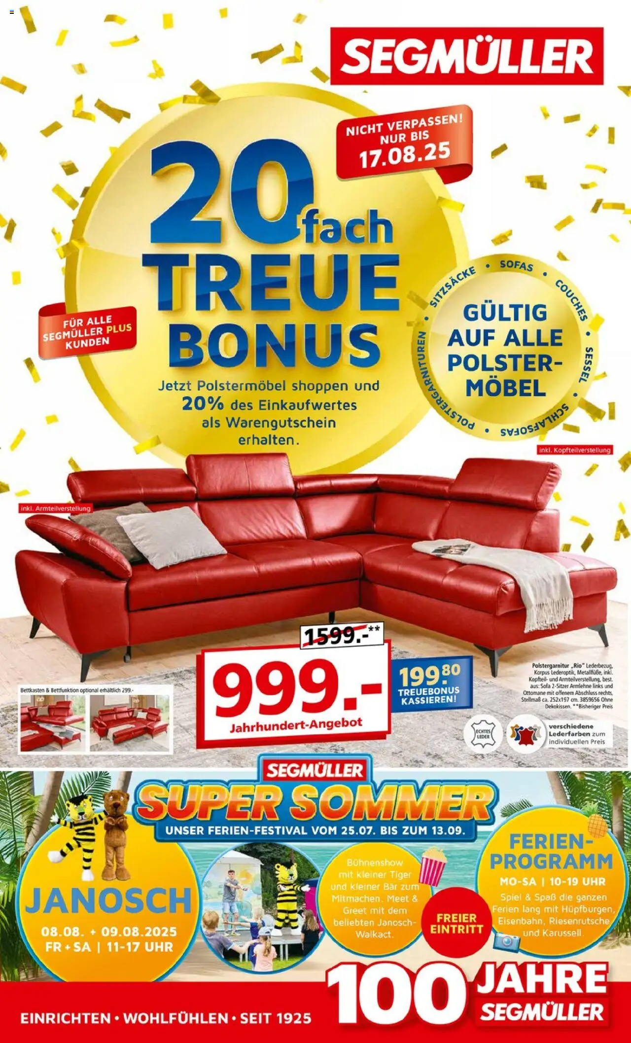 Segmüller Prospekt (vom 02.08.2025 - 09.08.2025) - Uhr, Sofa, Sessel, Spiel