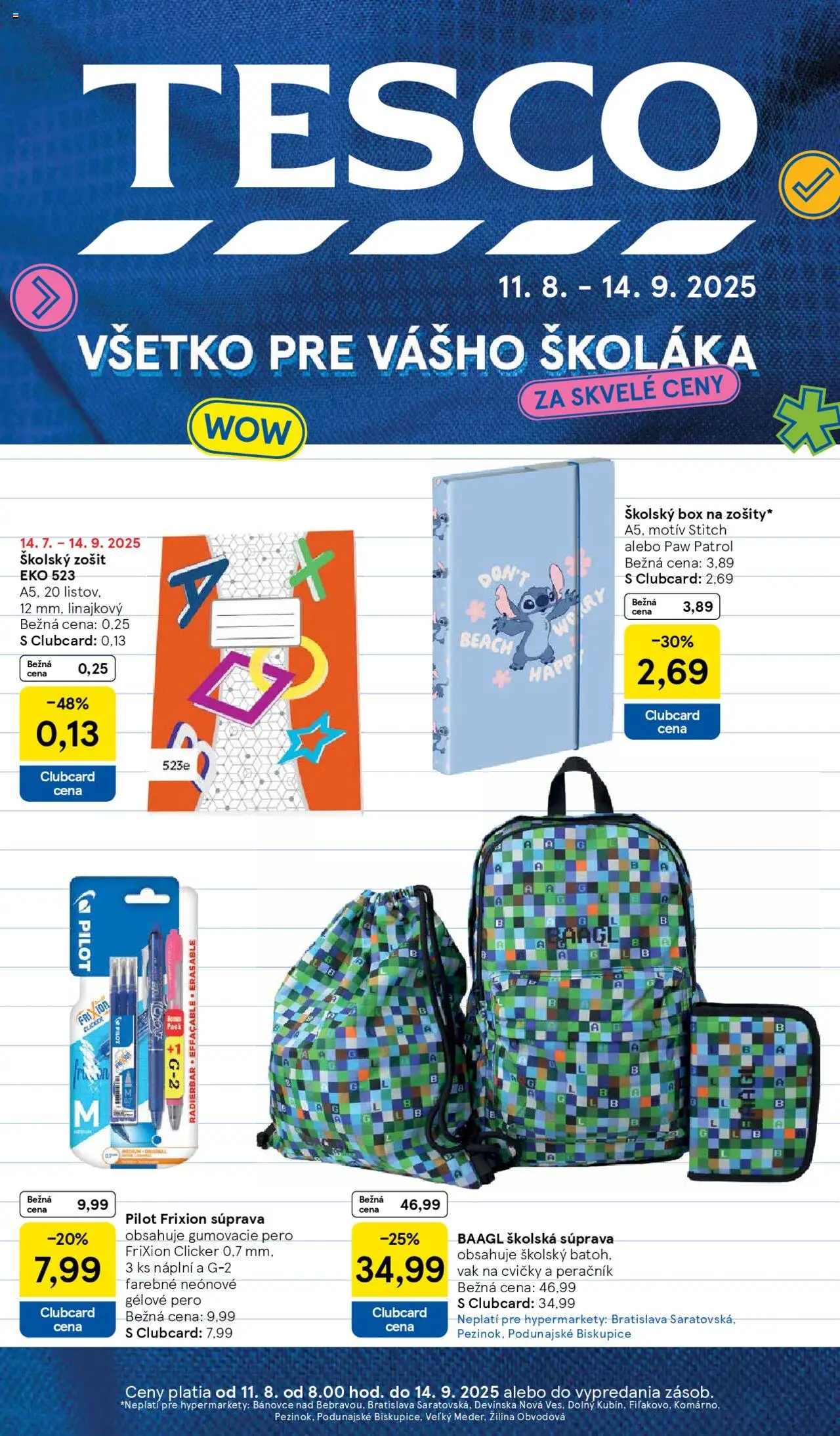 Tesco leták od 11.08.2025 - Všetko pre vášho školáka Online