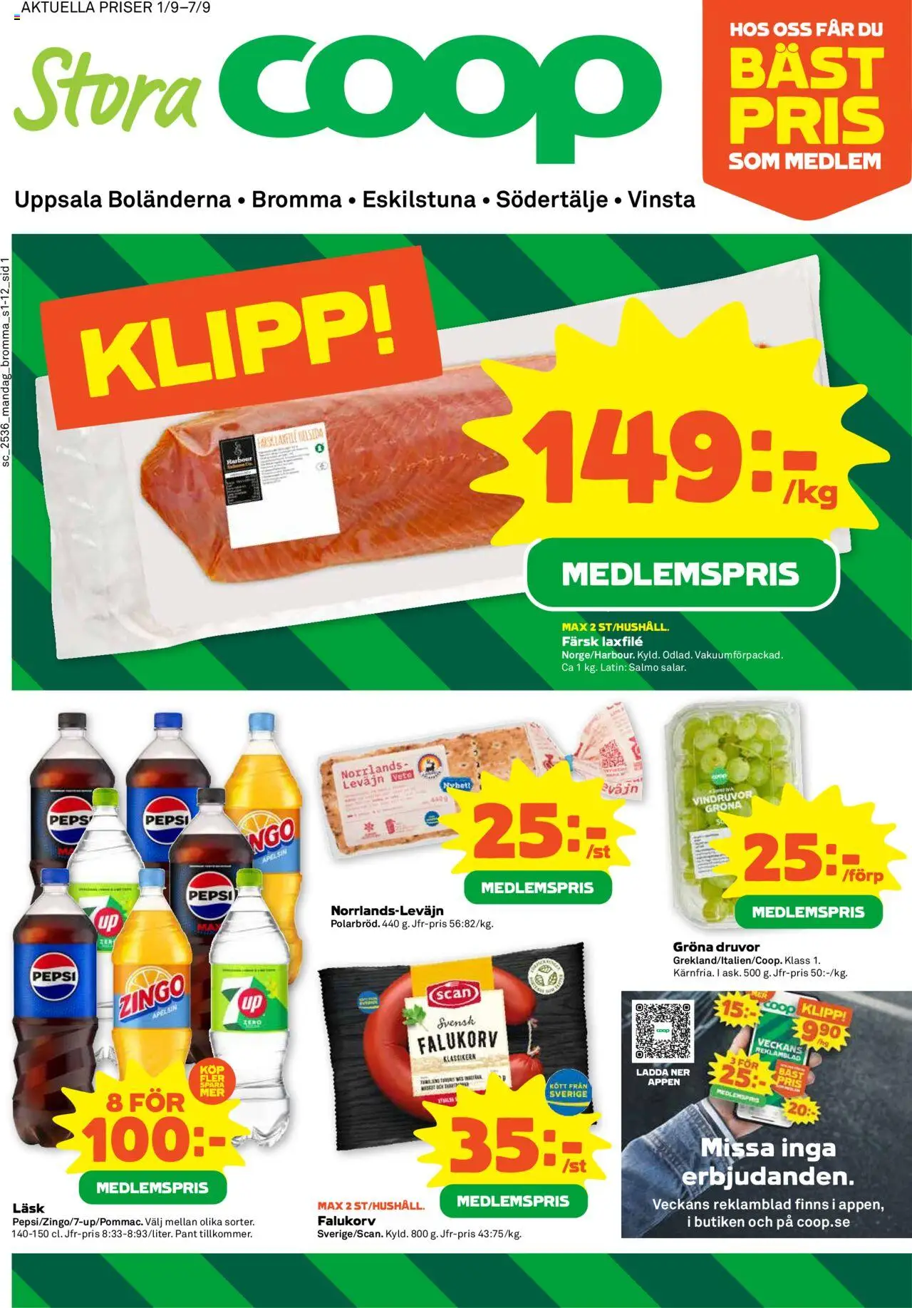 Bromma är giltig 01/09 2025 > Veckans Erbjudanden gäller från 01/09/2025 till 07/09/2025 sidnummer 1