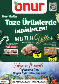 Onur Market Taze Ürünlerde İndirimler - Trakya 25.12.2025 - Broşürünün önizlemesi
