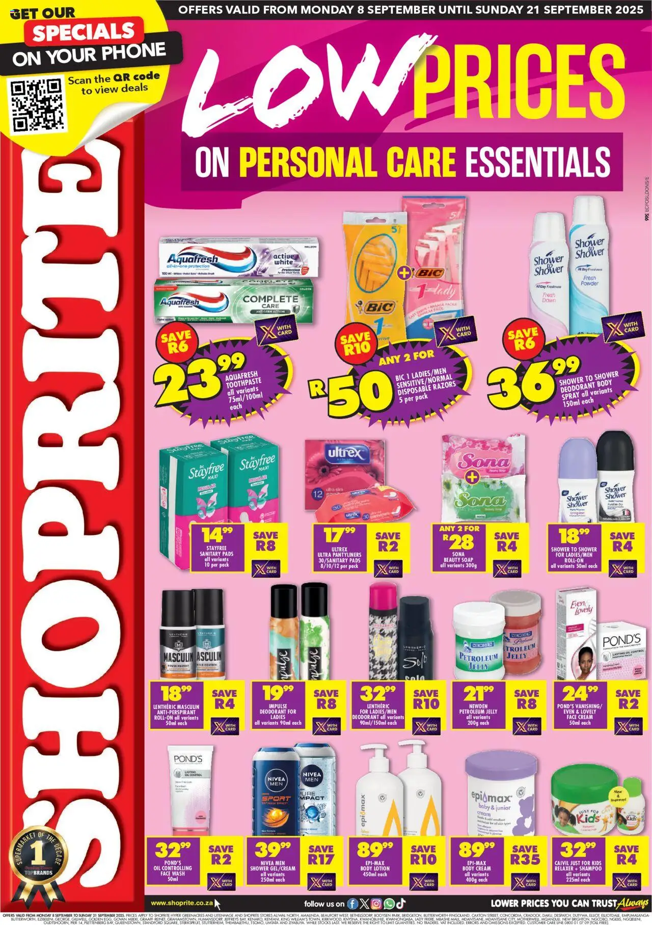 Shoprite Eastern Cape - Personal Care Essentials 08/09 - 21/09/2025 >> Catalogue