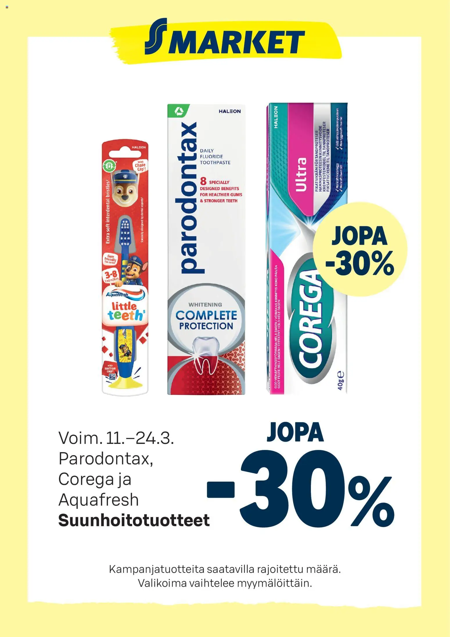 Kaupan S-market S-market tarjoukset Suunhoitotuotteet esikatselu, voimassa 11/03/2026