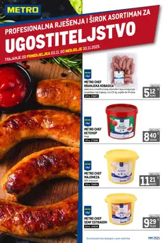 Pregled letka Profesionalna rješenja za ugostiteljstvo trgovine Metro vrijedi od 03.11.2025