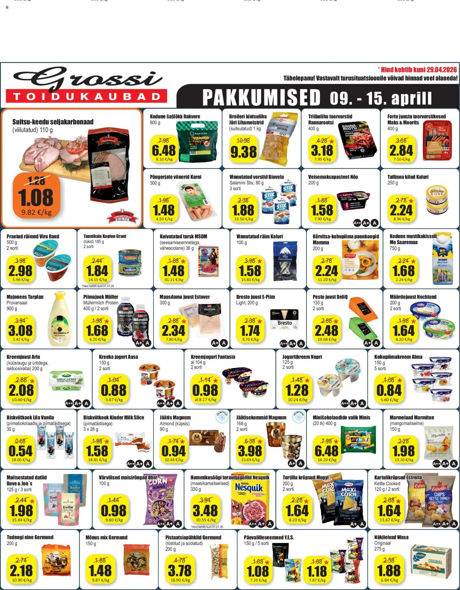 Grossi Toidukaubad kliendilehe eelvaade alates 09.04.2026