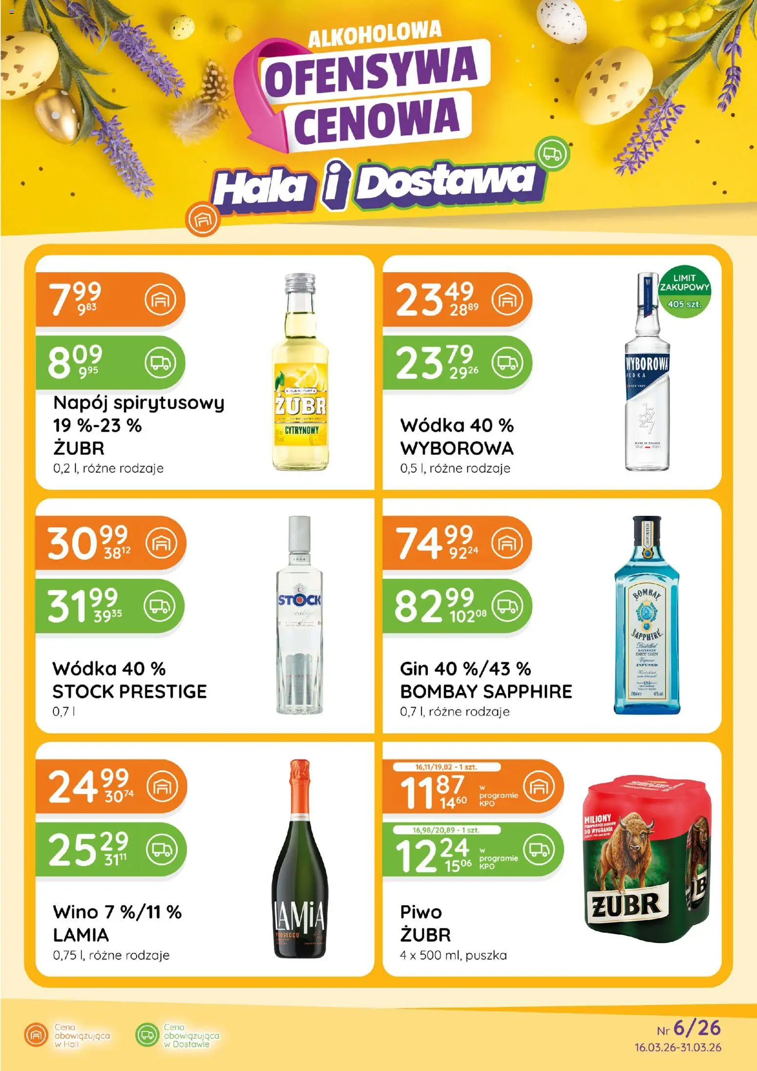 Pogląd gazetki "Eurocash gazetka - Ofensywa Alkoholowa" ze sklepu Eurocash ważnej od 16.03.2026 - Piwo, Prosecco, Wino, Wódka, Gin, Bombay Sapphire, Piwo żubr