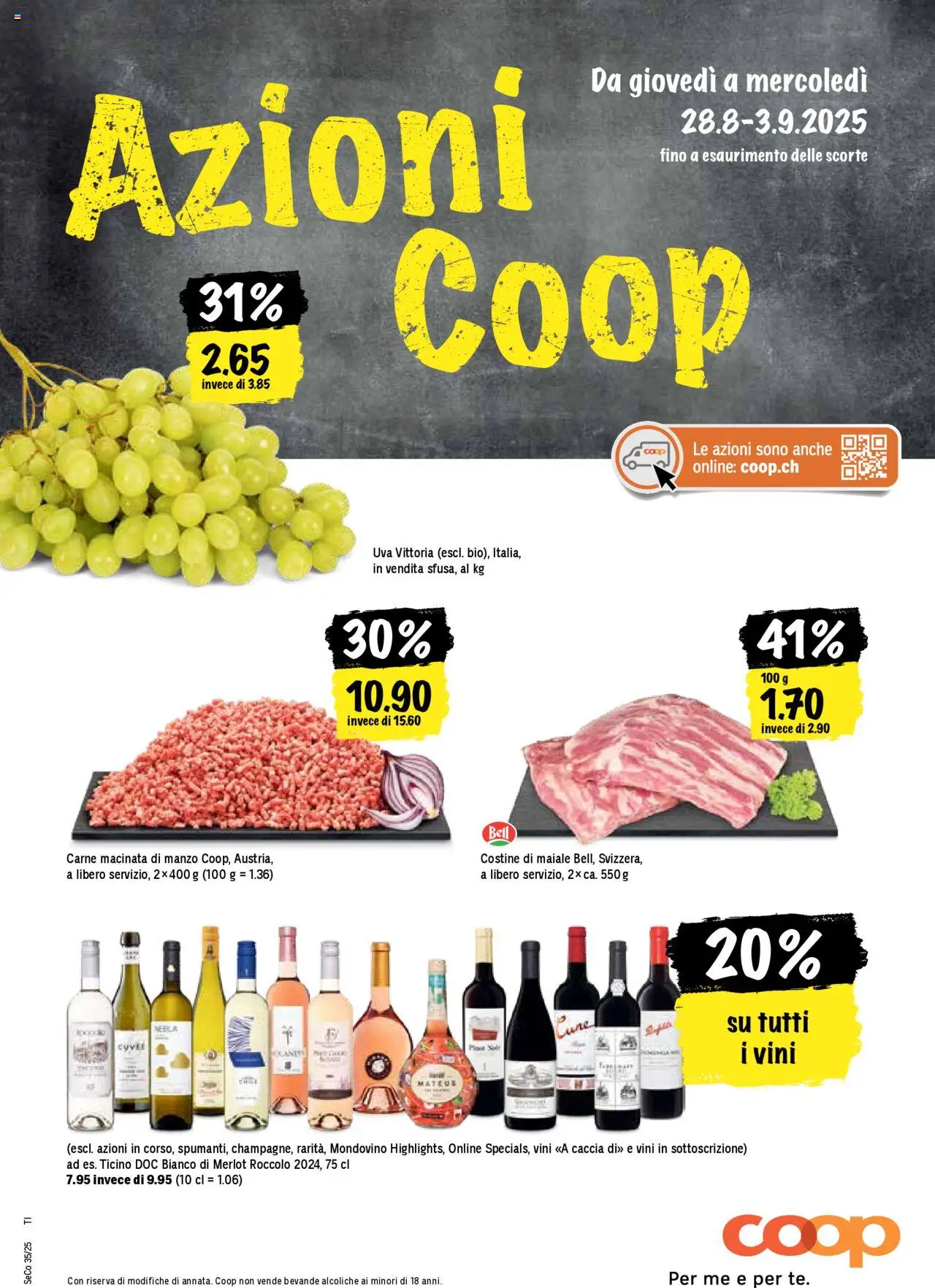 Coop Una settimana di azioni ab 28.08.2025 - Nächste woche - Seitennummer 1 - Chili, Merlot