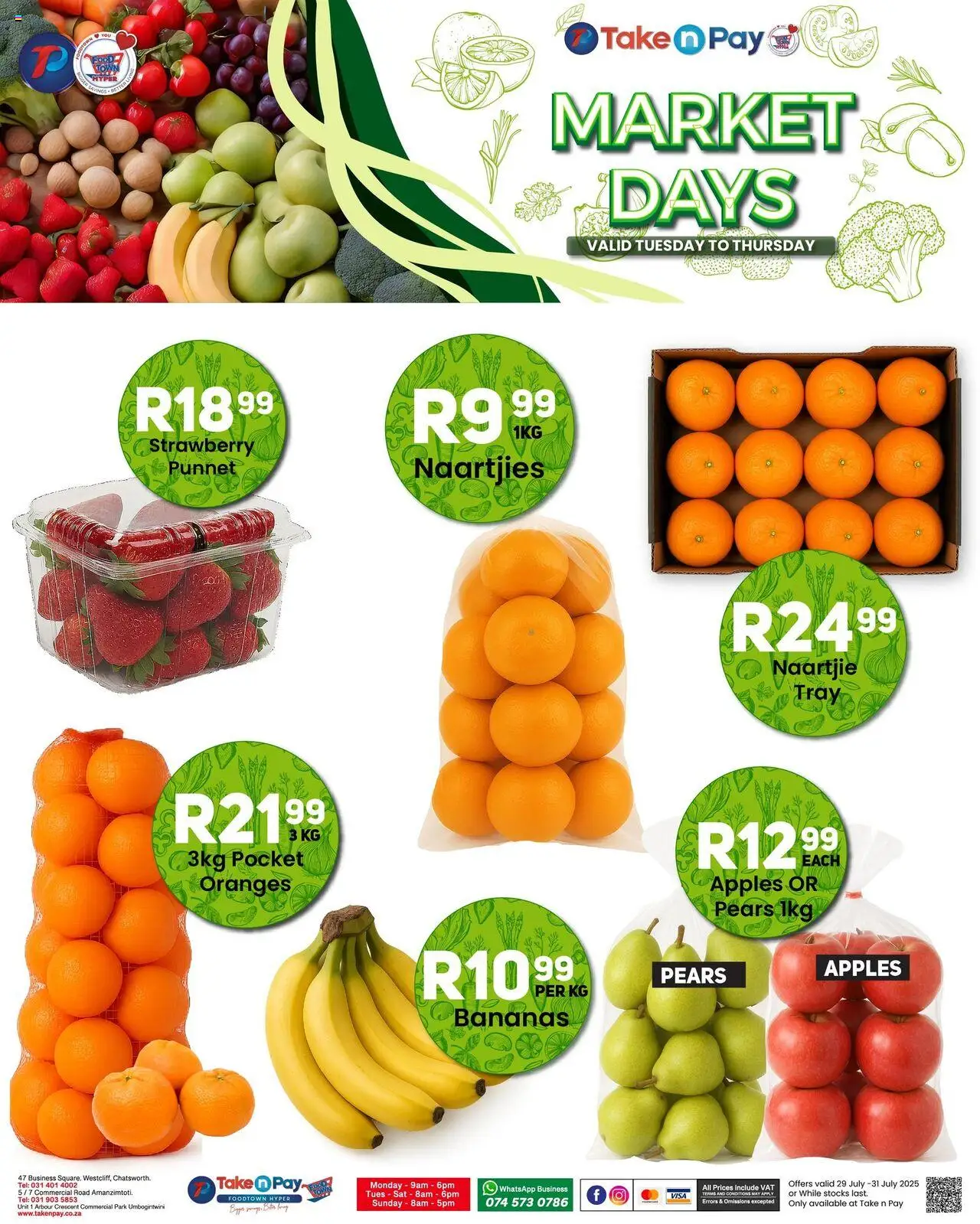 Take n Pay Market Day from 29/07 - 31/07/2025 > Promotions