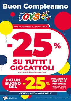 Anteprima dell'opuscolo Volantino Compleanno dal negozio Toys Center valido da 24/10/2025