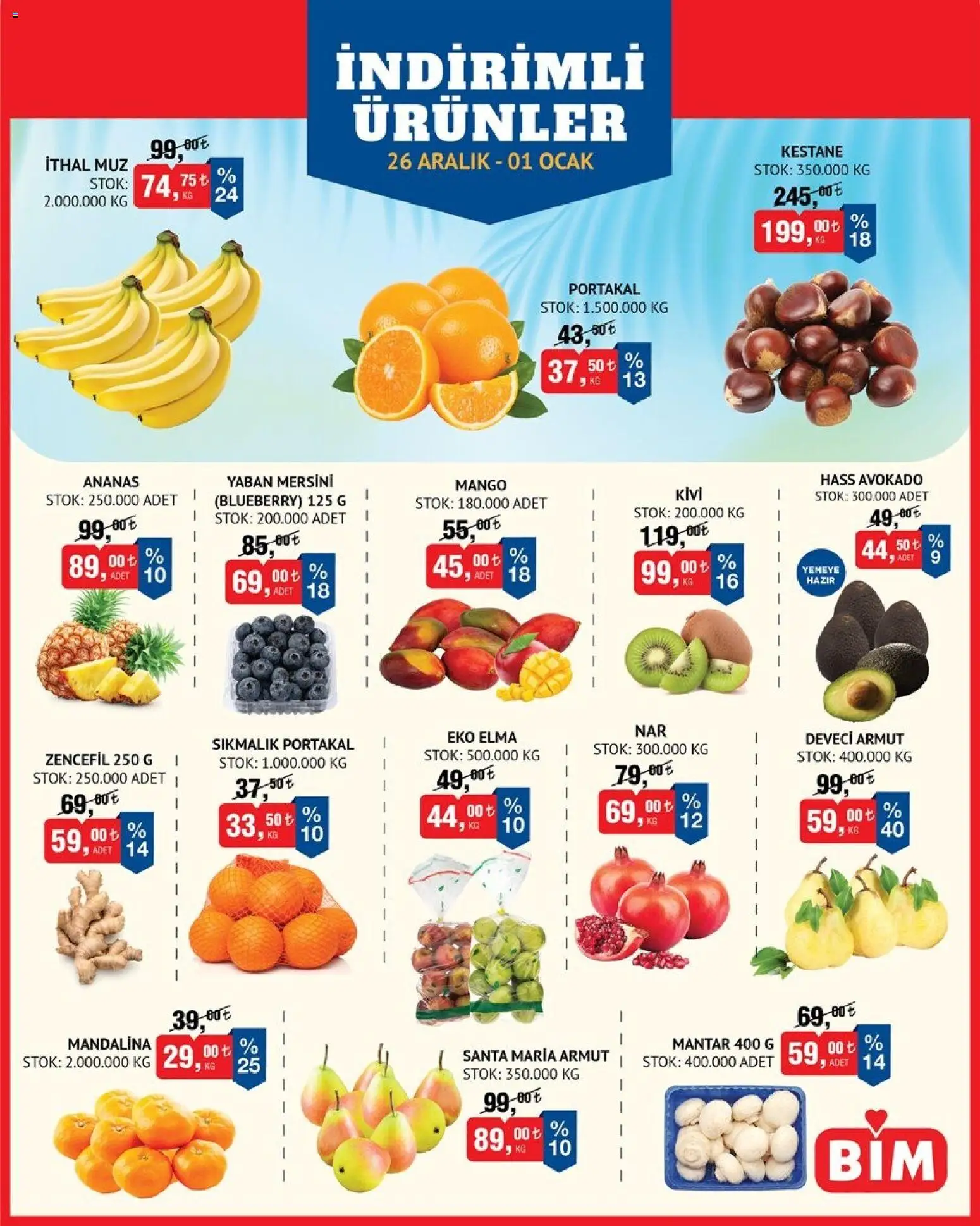 BİM Meyve Sebze 26.12.2025 - Broşürünün önizlemesi