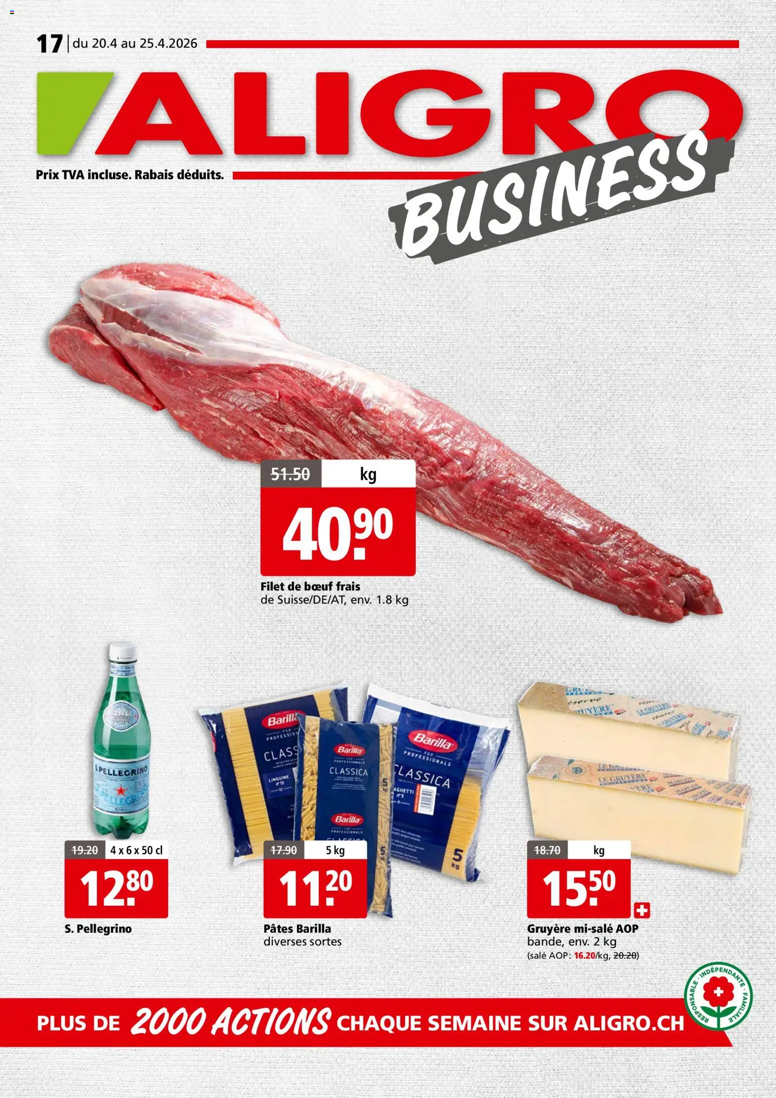 Vorschau des Merkblatts Aligro aktionen Business Chavannes, Matran, Genève, Sion vom Shop Aligro gültig von 20.04.2026 bis 25.04.2026