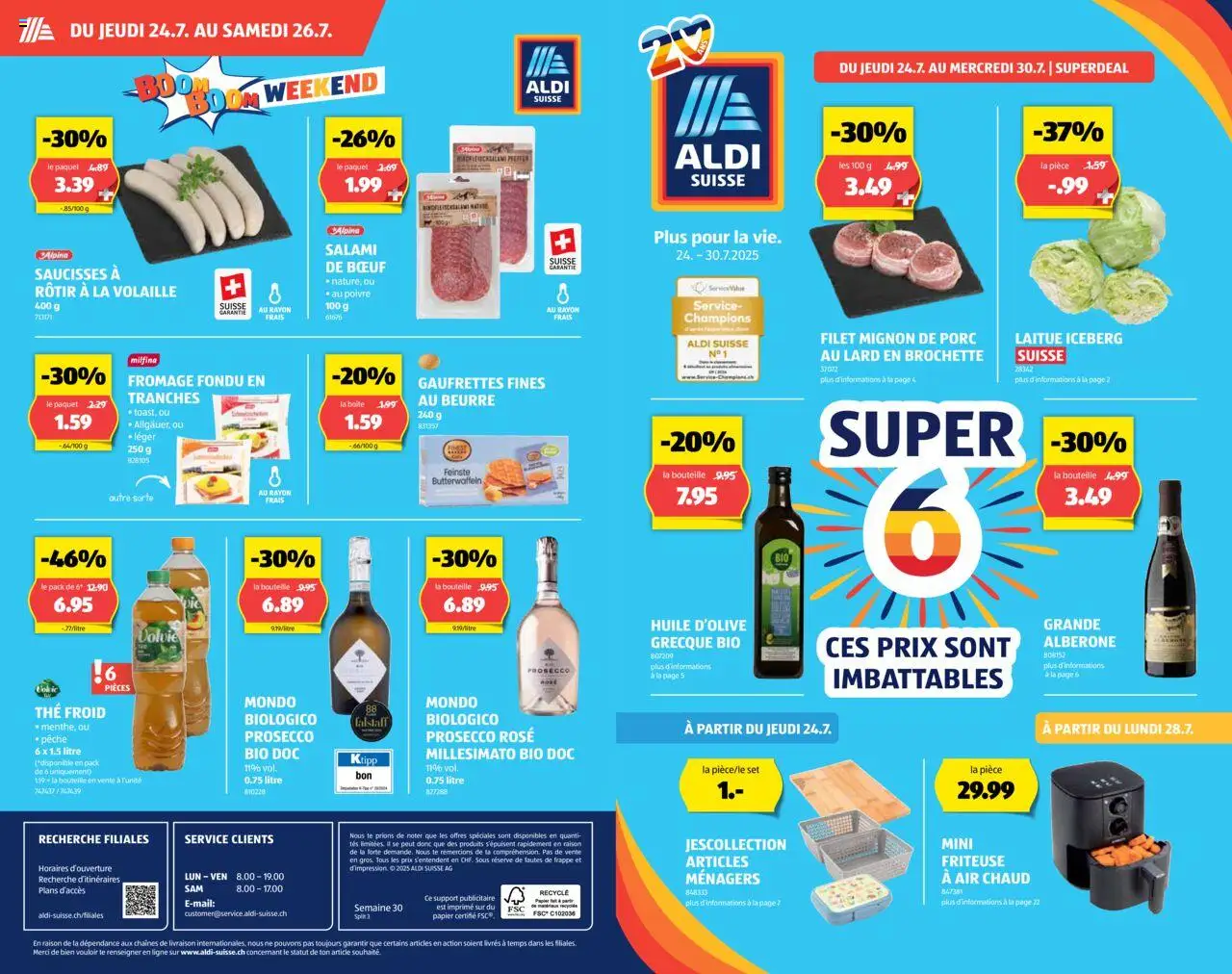Aldi Prospectus ab 24.07.2025 - Seitennummer 1 - Friteuse, Salami, Prosecco