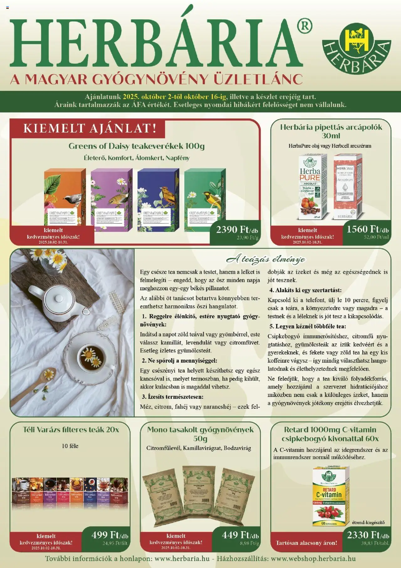Herbária aktuális szórólap, érvényes 2025.10.02.-től - 1 oldal