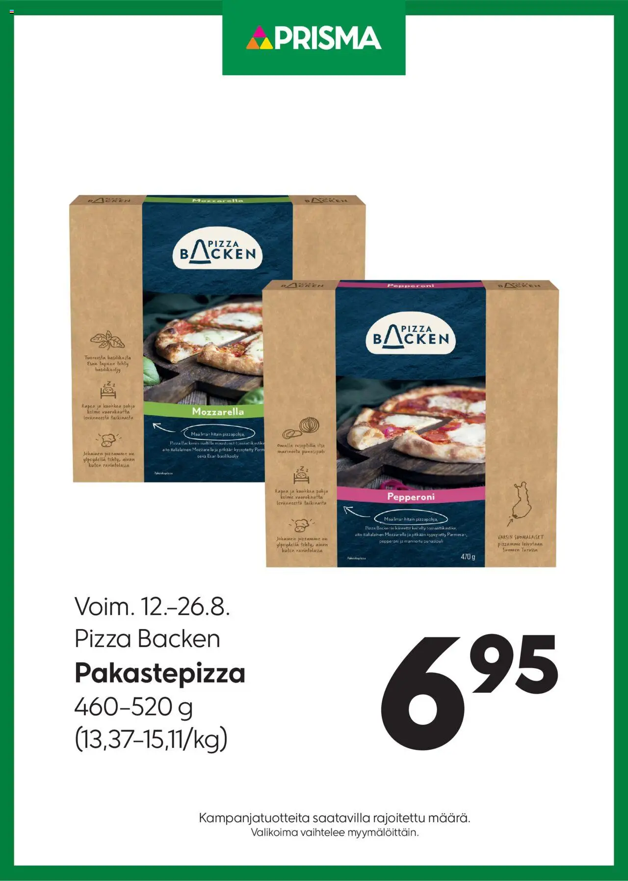 Prisma-kaupan Tarjoukset Pizza Backen voimassa 12/08/2025 - Sivulla 1