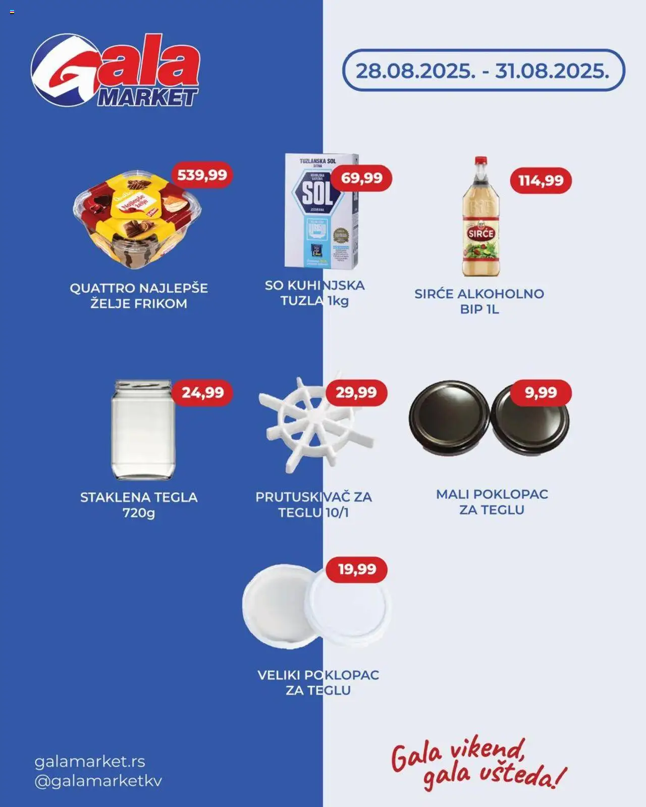 Gala MARKET katalog važi od 28.08.2025 - stranica 1 - So, Tegla, Sirće, Poklopac