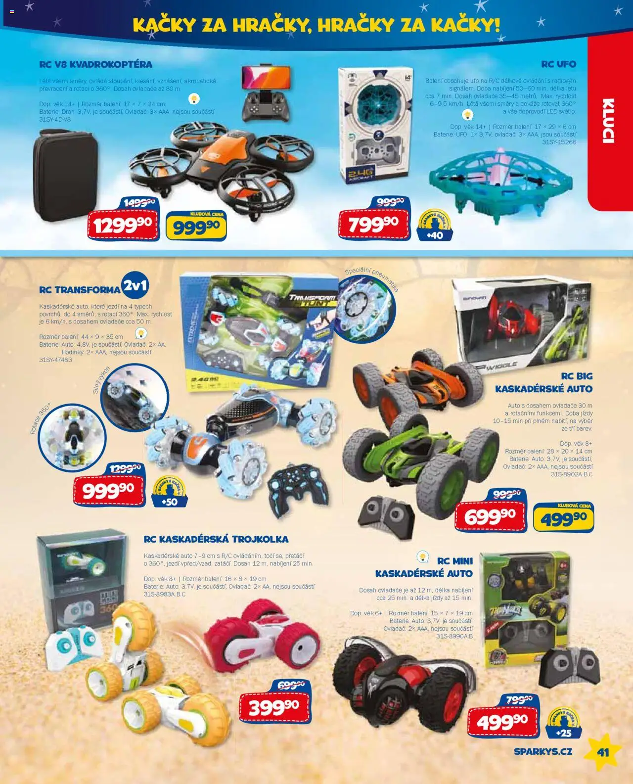  Sparkys Katalog léto 2025 (01.01.2025 - 31.07.2025) - strana 41 - Hračky, Dron, Baterie, LED, Kvadrokoptéra