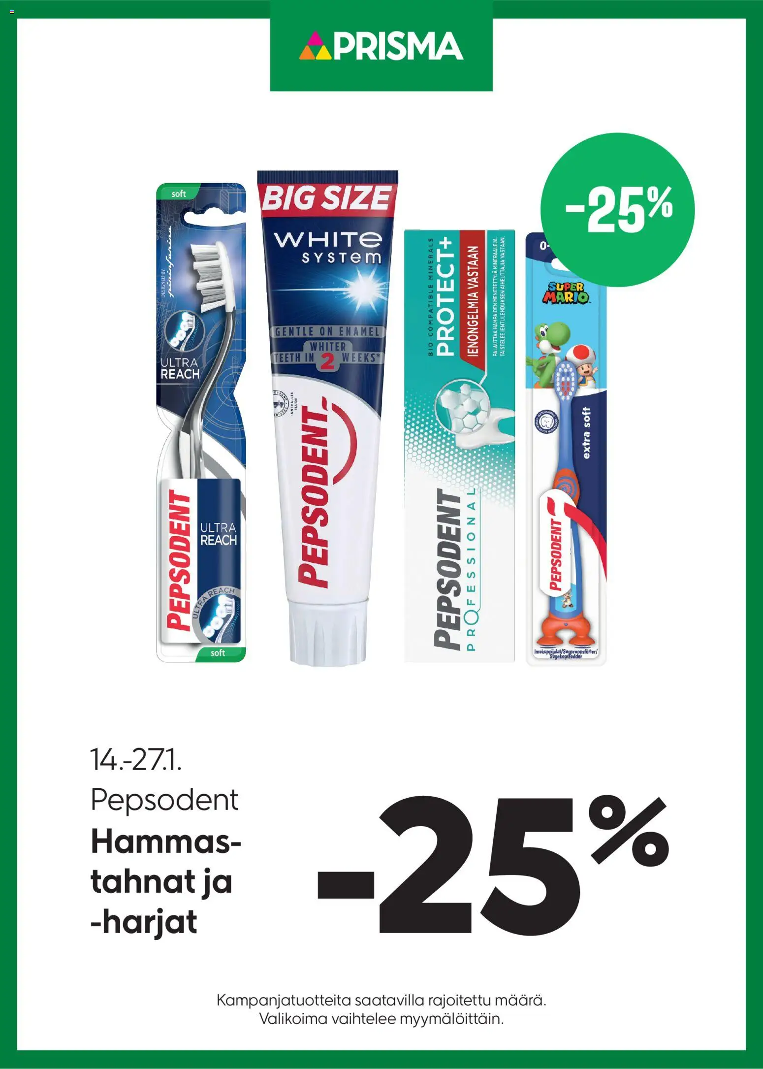 Kaupan Prisma Tarjoukset Pepsodent esikatselu, voimassa 14/01/2026