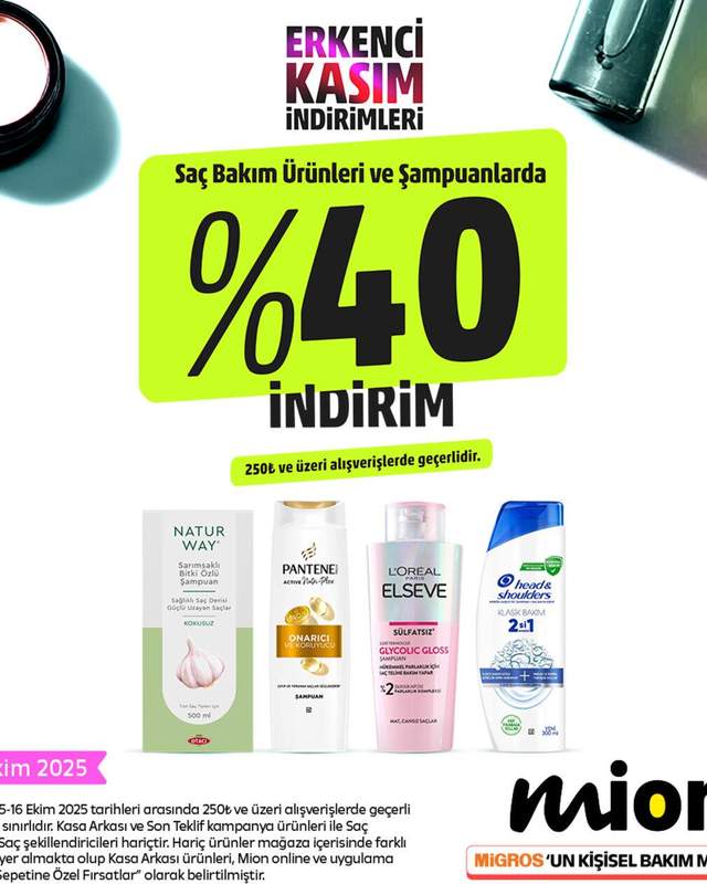 Saç Bakım Ürünleri ve Şampuanlarda %40 İndirim