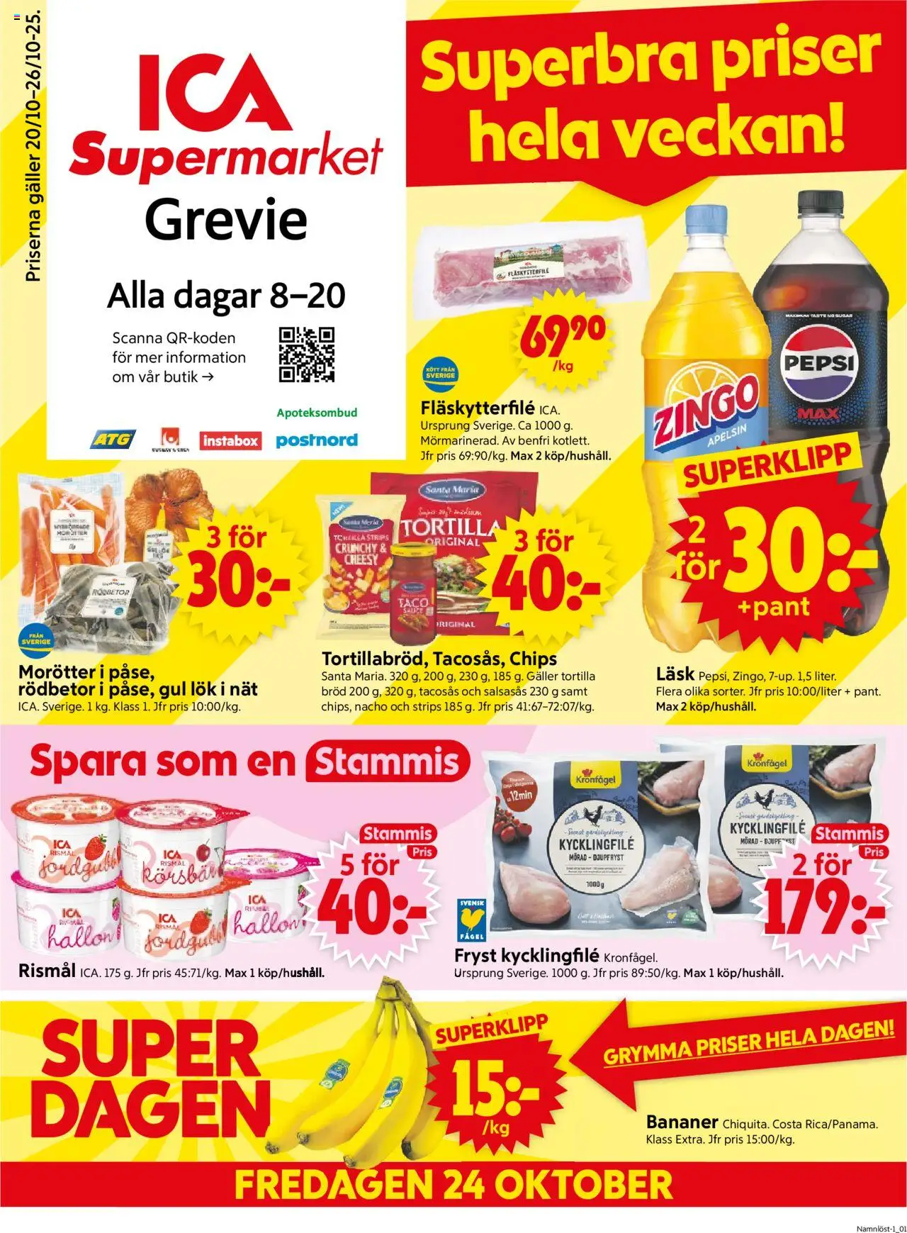 Grevie är giltig 20/10 2025 > Veckans Erbjudanden gäller från 20/10/2025 till 26/10/2025 sidnummer 1