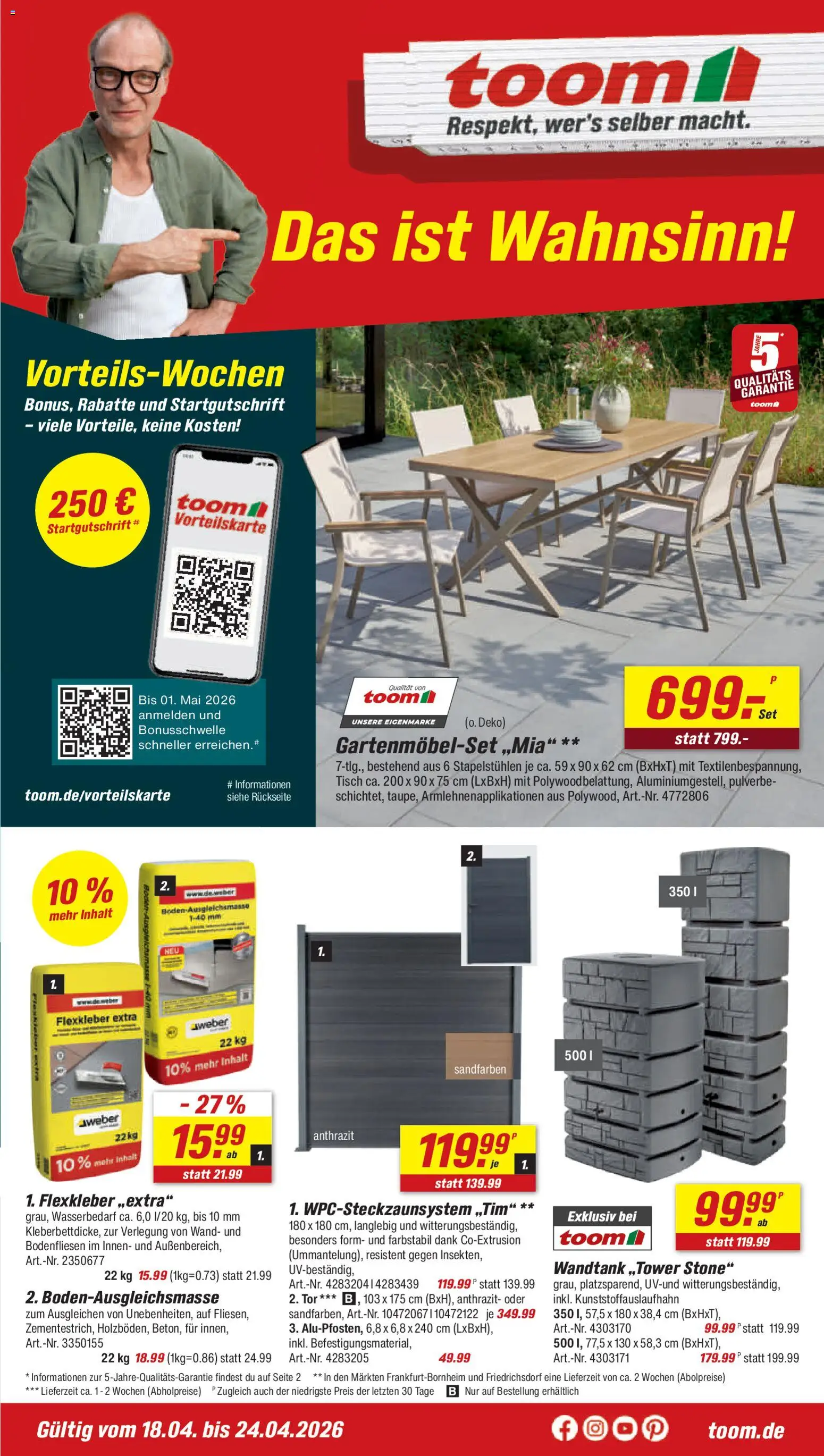 Vorschau von dem Prospekt des Geschäftes Toom Baumarkt, gültig ab dem 18.04.2026 - Tisch