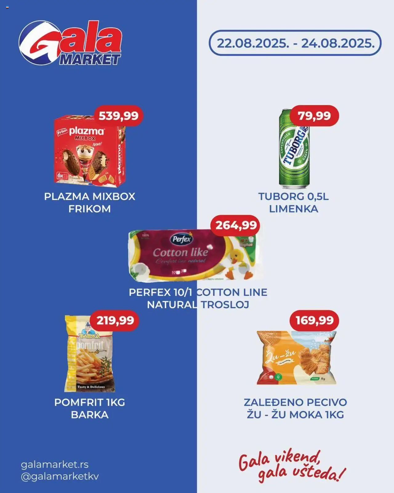 Gala MARKET katalog važi od 22.08.2025 - stranica 1 - Pomfrit, Tuborg, Pecivo, Plazma