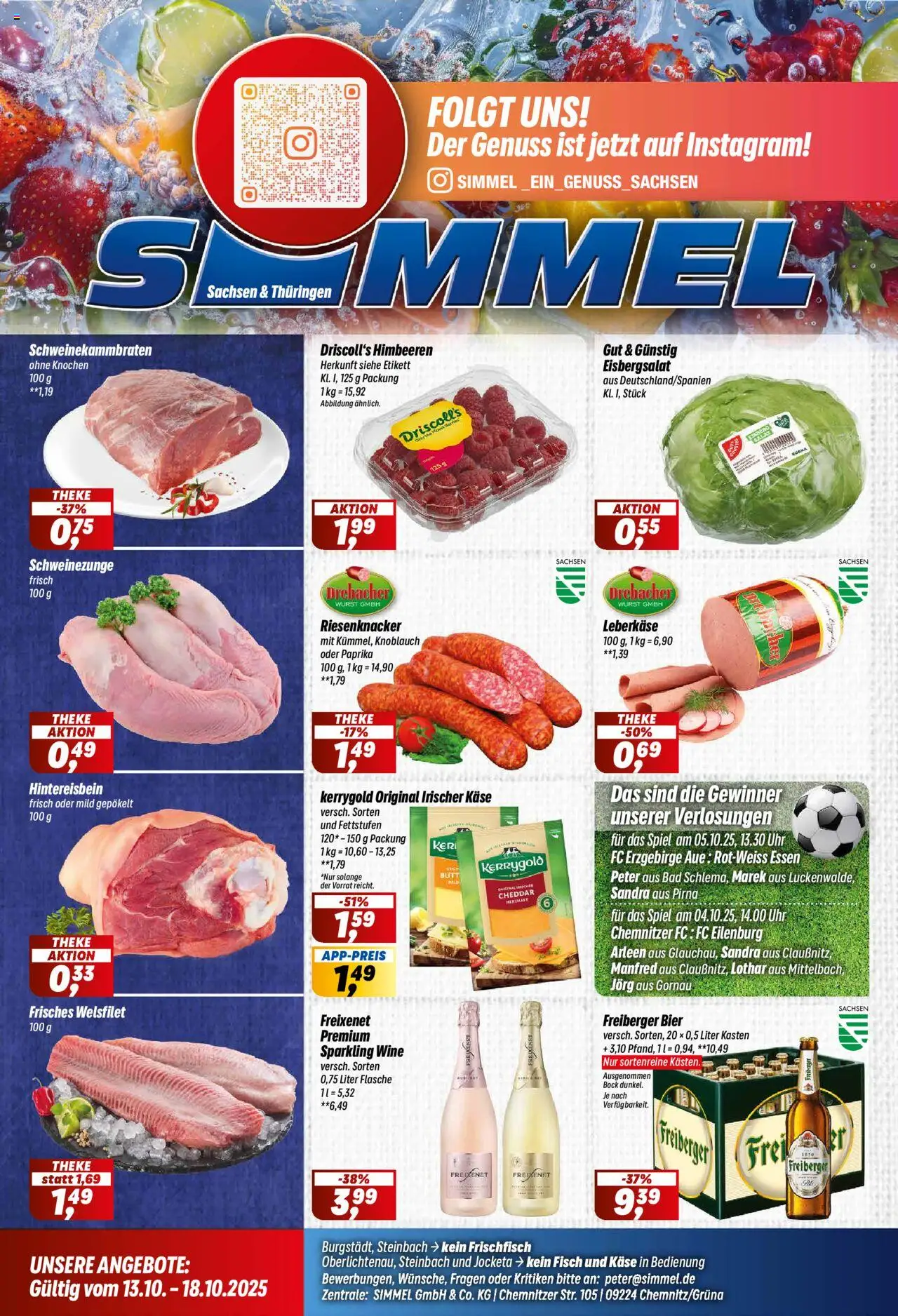 Simmel Prospekt (vom 13.10.2025 - 18.10.2025) - Käse, Wurst, Bad, Salat, Himbeeren, Paprika, Knoblauch, Freixenet