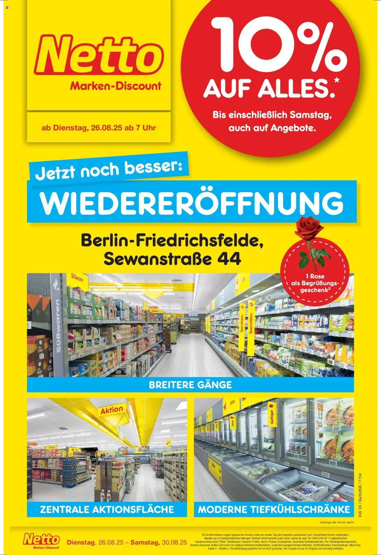 Netto Marken-Discount Wiedereröffnung Berlin-Friedrichsfelde (ab 26.08.2025) > Angebote - Uhr, Süßwaren, Spezialitäten