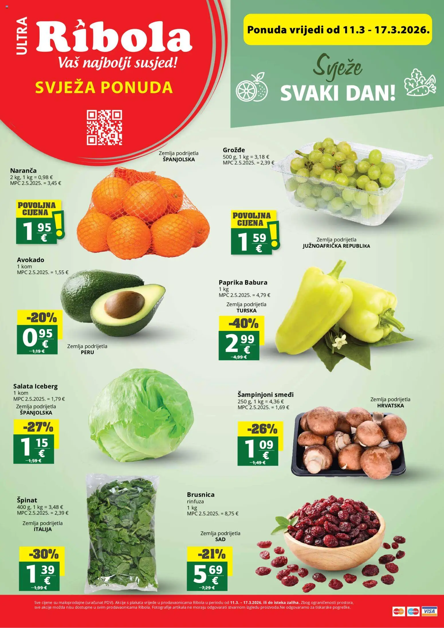 Pregled letka Svježa Ponuda trgovine Ribola vrijedi od 11.03.2026