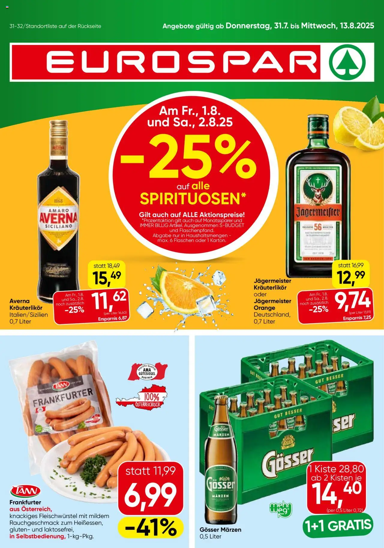  Eurospar Niederösterreich ab (31.07.2025 - 13.08.2025) - Seite 1