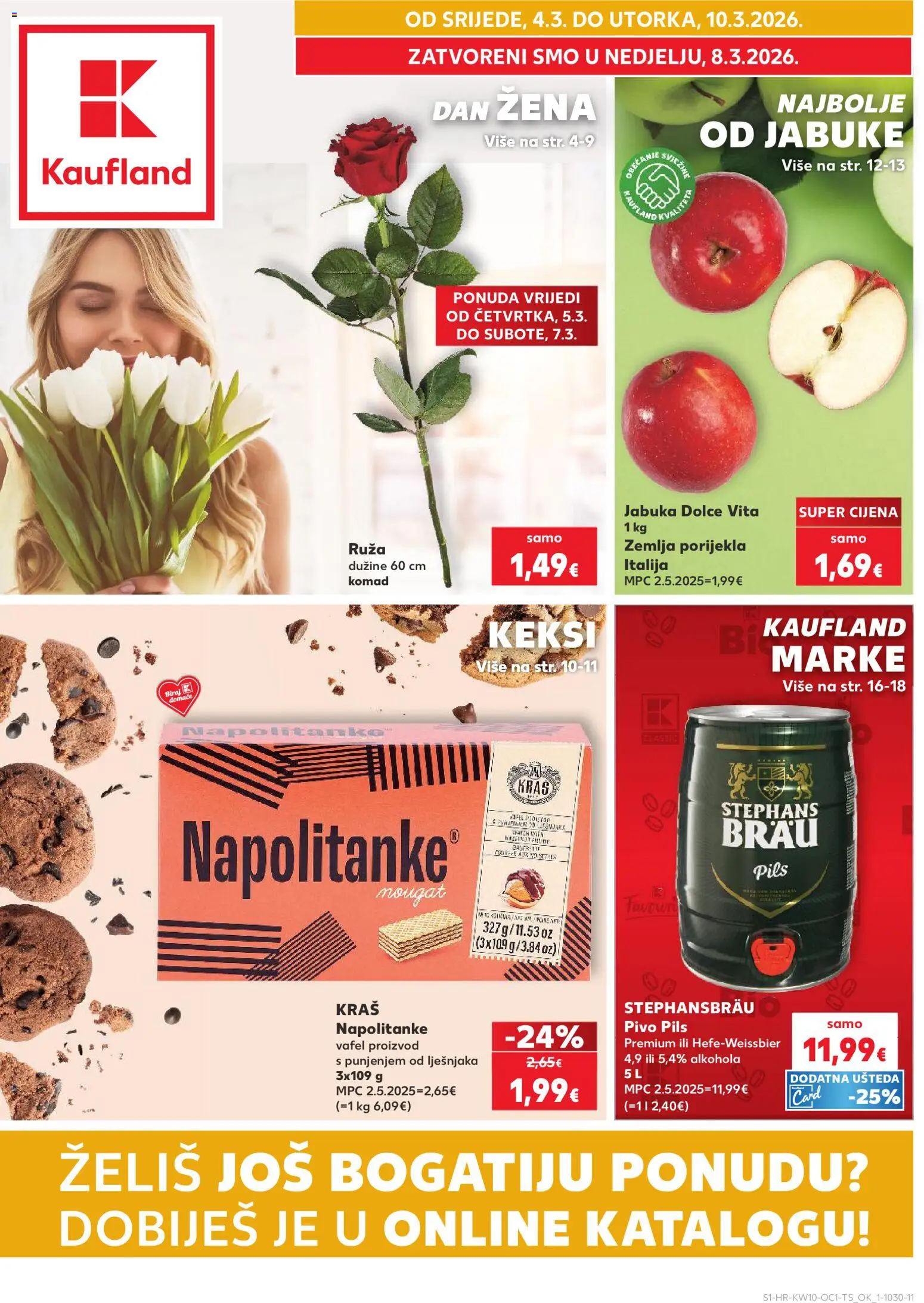 Pregled letka Rijeka Zamet trgovine Kaufland vrijedi od 04.03.2026 - Jabuka, Zemlja, Ruza, Pivo, Keksi, Napolitanke, Jabuke