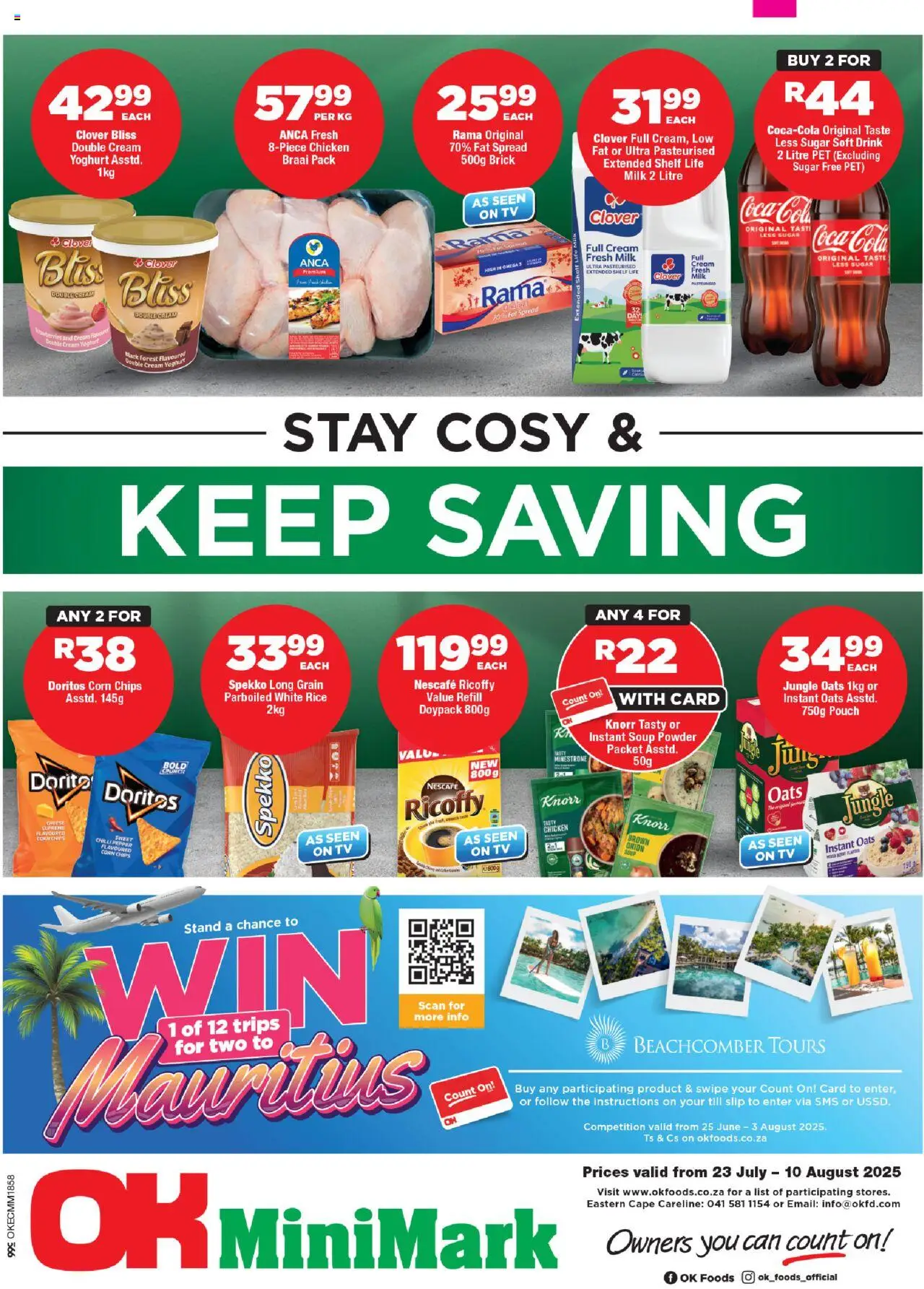 OK Foods Eastern Cape - OK MiniMark from 23/07 - 10/08/2025 > Promotions - TV, Omega 3, Chips, Cream, Soup, Yoghurt, Pepper, Spread