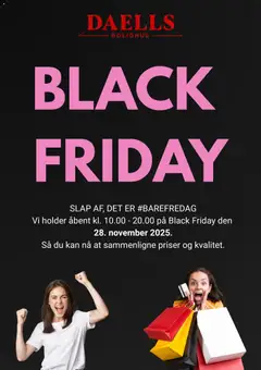 Eksempel på tilbudsavis Black Friday varsel fra butik Daells Bolighus gyldig fra 04/11/2025